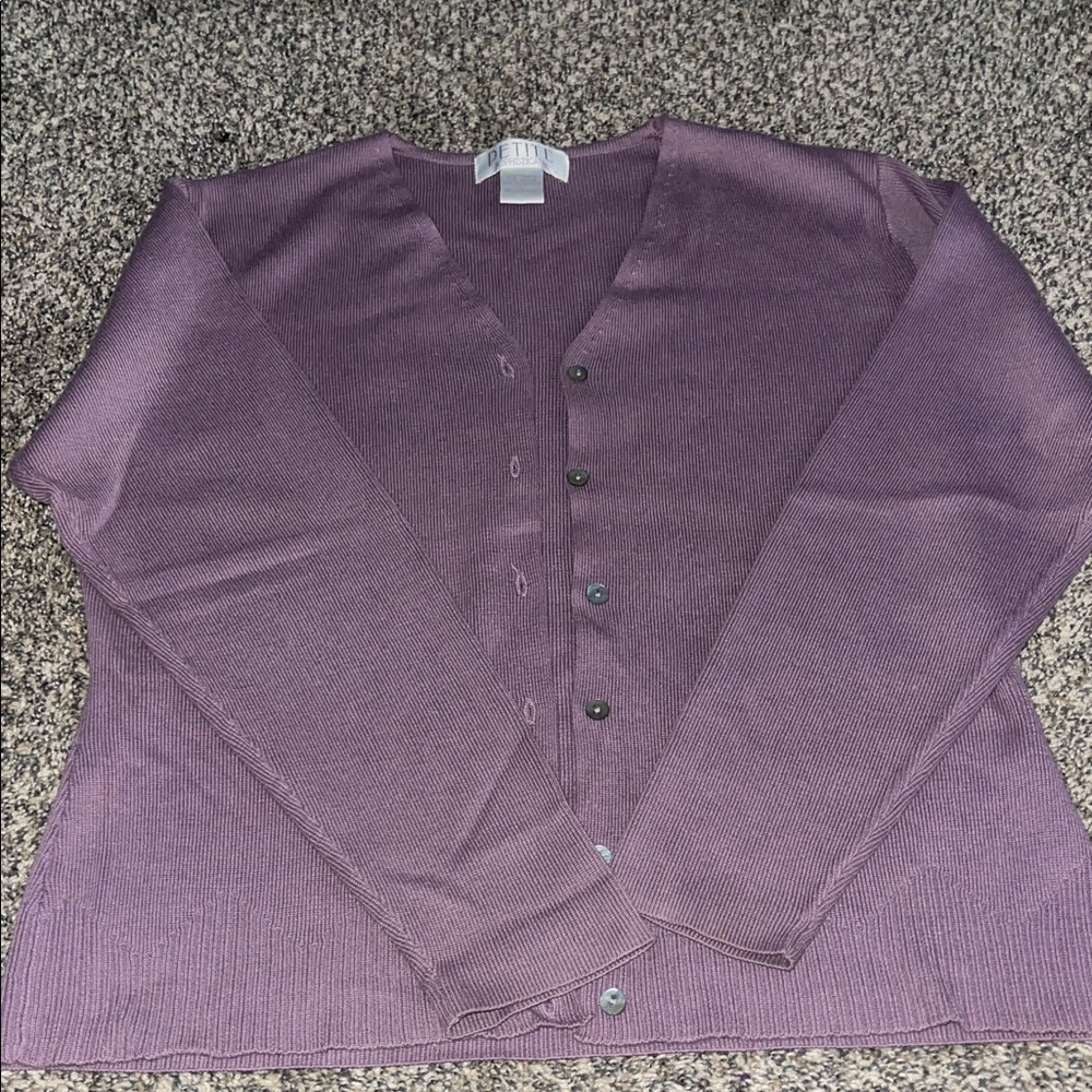 Petite Sophisticate Purple Cardigan Sweater